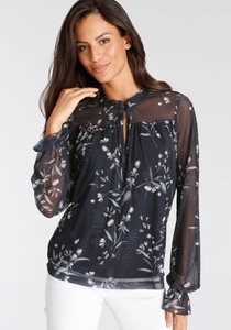 LAURA SCOTT, Laura Scott Langarmbluse, aus Mesh und mit Blumenmuster - NEUE KOLLEKTION, 