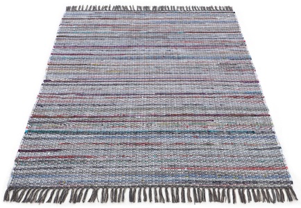 carpetfine Teppich »Kelim Chindi«, rechteckig, 6 mm Höhe, Flachgewebe Wendeteppich mit Fransen, Wohnzimmer