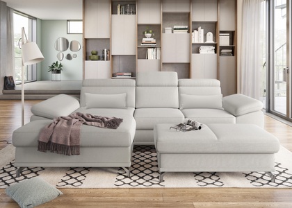 SIT&MORE, sit&more Ecksofa, sit&more Ecksofa »Cabrio L-Form, mit Sitztiefenverstellung, Arm- und Kopfteilverstellung«, 2 Nierenkissen, Federkern, optional Bettfunktion und Stauraum