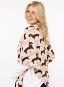 Zwillingsherz, Zwillingsherz Dreieckstuch ""Dog Lover"" Dackelmotiv, wärmend, Strick