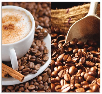 Artland, Artland Küchenrückwand »Kaffee - Cappuccino - Heisser Kaffee«, Artland Küchenrückwand »Kaffee - Cappuccino - Heisser Kaffee«, (1 tlg.), Alu Spritzschutz mit Klebeband, einfache Montage