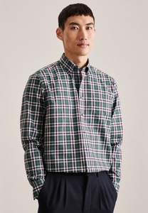 Seidensticker, Flanellhemd Regular Fit Langarm Karo Herren Grün 47, seidensticker Flanellhemd »Regular« Regular 1/1 Button-Down-Kragen Karo