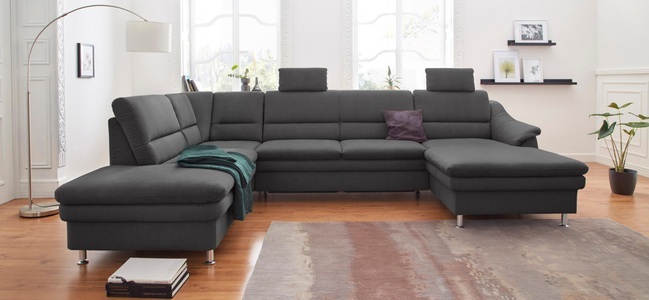 SIT&MORE, sit&more Wohnlandschaft, sit&more Wohnlandschaft »Cardoso U-Form« mit Federkern und Kopfstützen, mit Bettfunktion und Relaxfunktion