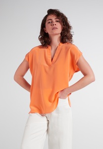 Eterna, KURZARM BLUSE 1863 BY ETERNA - PREMIUM SEIDE PFIRSICH UNIFARBEN, 
