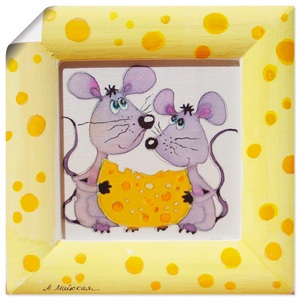 Artland, Artland Wandbild »Mäuse mit Käse«, Artland Leinwandbild »Mäuse mit Käse«, Tiere, (1 St.), auf Keilrahmen gespannt