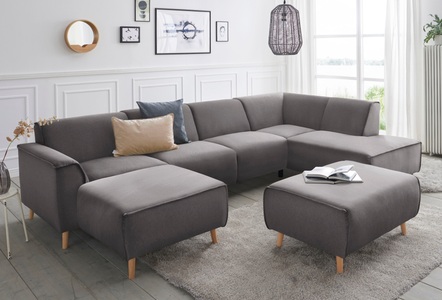 ANDAS, andas Wohnlandschaft »Janek«, mit Federkern und Keder in scandinavischem Design, Home affaire Wohnlandschaft »Janek Scandic Design, elegant und zeitlos U-Form« mit Federkern und Keder in scandinavischem Design