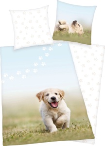 undefined, Herding Flanell Wendebettwäsche Welpe, Herding Young Collection Kinderbettwäsche »Welpe«, mit niedlichem Hund