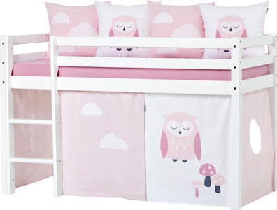 Hoppekids, Hoppekids Hochbett, mit Matratze und Textil-Set, Hoppekids Hochbett »ECO Dream, Kinderbett, Spielbett, Halbhohes Bett aus Massivholz«, inkl. Vorhang-Set Creator, Bettgrösse & Matratze wählbar