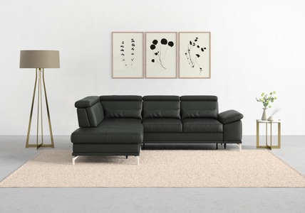 SIT&MORE, sit&more Ecksofa »Cabrio«, mit Sitztiefenverstellung und Federkern, 3 Nierenkissen, sit&more Ecksofa »Cabrio L-Form, B: 274 cm, mit Sitztiefen-, Arm- & Kopfteilverstellung« 3 Nierenkissen, Federkern, optional Bettfunktion und Stauraum