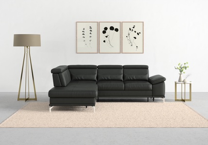 SIT&MORE, sit&more Ecksofa »Cabrio«, mit Sitztiefenverstellung und Federkern, 3 Nierenkissen, sit&more Ecksofa »Cabrio L-Form, B: 274 cm, mit Sitztiefen-, Arm- & Kopfteilverstellung« 3 Nierenkissen, Federkern, optional Bettfunktion und Stauraum
