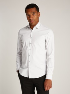 Calvin Klein Businesshemd »POPLIN STRETCH SLIM SHIRT«, mit Kentkragen, Logoprint auf Brusthöhe