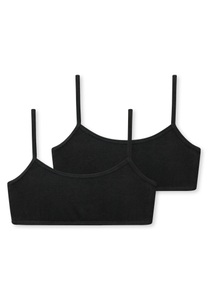 Schiesser, Mädchen-Bustiers 2er-Pack Organic Cotton schwarz - 95/5 140, Mädchen-Bustiers 2er-Pack Organic Cotton schwarz - 95/5 140