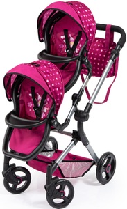 Bayer, Bayer Puppen-Zwillingsbuggy »Twin Neo, bordeaux«, mit Wickeltasche, Bayer Puppen-Zwillingsbuggy »Twin Neo, bordeaux«, mit Wickeltasche