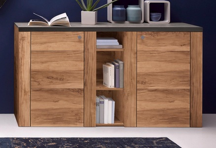 SERIE LARONA, Sideboard »Serie Larona«, Breite 155cm, Home affaire Sideboard »Larona, zeitlose Kommode mit 2 Türen, Türkommode, Breite 155 cm,«, Höhe 84 cm, viel Stauraum, Anrichte mit dekorativer Rahmenoptik