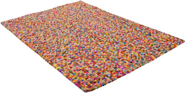 THEKO, Wollteppich, »Ballo«, THEKO, rechteckig, Höhe 22 mm, handgewebt, THEKO Wollteppich »Felty 2.2«, rechteckig, 22 mm Höhe, Filzkugel-Teppich, reine Wolle, handgefertigt