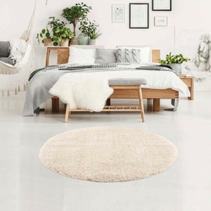 Carpet City, Carpet City Hochflor-Teppich »Pulpy 100«, rund, 30 mm Höhe, Wohnzimmer, Carpet City Hochflor-Teppich »Pulpy 100«, rund, 30 mm Höhe, besonders weich, mit Fransen, Uni Farben