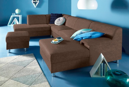 INOSIGN, INOSIGN Wohnlandschaft, wahlweise mit Bettfunktion, Home affaire Wohnlandschaft »Jamie, zeitloses Design, fester Sitzkomfort, viel Platz, U-Form« wahlweise mit Bettfunktion