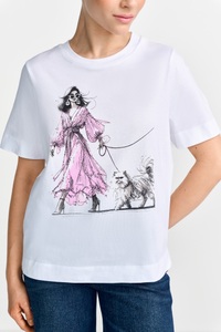 RICHROYAL T-Shirt mit grossem Frontmotiv mit Glitzersteinchen, aus reiner Baumwolle