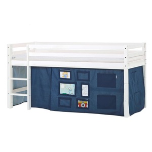 Hoppekids, Hoppekids Hochbett »ECO Dream, Kinderbett, Spielbett, Halbhohes Bett aus Massivholz«, inkl. Vorhang-Set Creator Blau, Bettgrösse & Matratze wählbar, Hoppekids Hochbett »ECO Dream, Kinderbett, Spielbett, Halbhohes Bett aus Massivholz«, inkl. Vorhang-Set Creator, Bettgrösse & Matratze wählbar