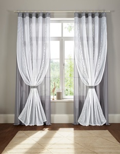 HOME AFFAIRE, Gardine, »Blair«, Home affaire, Kräuselband 1 Stück, Home affaire Gardine »Blair«, (1 St.), Doppellagig mit transparentem Voile und Stofflage in Seidenoptik