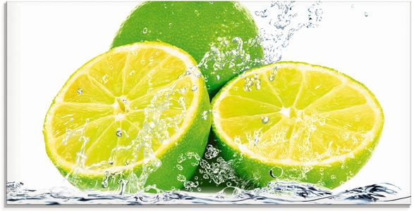 Artland Glasbild »Limette mit Spritzwasser«