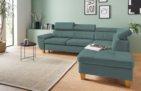 exxpo - sofa fashion, exxpo - sofa fashion Ecksofa, inklusive Kopfteilverstellung, wahlweise mit Bettfunktion und Bettkasten, exxpo - sofa fashion Ecksofa »Enya, hoher Sitzkomfort, Breite 266cm, bequem, 12cm hohe Füsse, L-Form« mit Kopfteilverstellung, wahlweise Bettfunktion u. Bettkasten