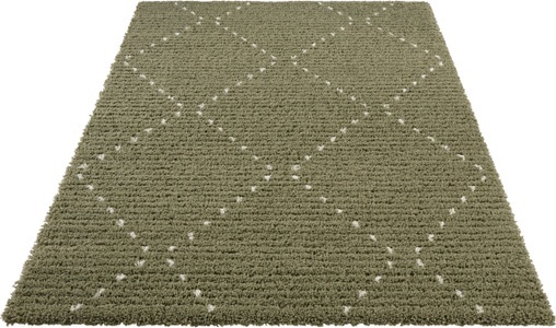 undefined, Mint Rugs - Teppich Basay - 120 x 170 cm - Grün, HANSE Home Hochflor-Teppich »Basay«, rechteckig, 35 mm Höhe, sehr weicher Flor, Boho Design, Robust, Pflegeleicht, Gekettelt