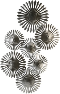 Gilde, GILDE Wanddekoobjekt »Wandrelief Dandelion, silberfarben«, Wanddeko, aus Metall, bestehend aus 7 Blüten, Wohnzimmer, 