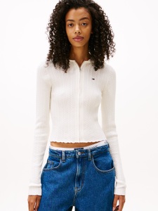 Tommy Jeans Strickjacke »TJW ESSENTIAL ZIPPER HOOD CARDI« mit Zopfstrickmuster und Kapuze