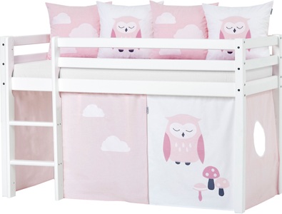 Hoppekids, Hoppekids Hochbett, mit Matratze und Textil-Set, Hoppekids Hochbett »ECO Dream, Kinderbett, Spielbett, Halbhohes Bett aus Massivholz«, inkl. Vorhang-Set Creator, Bettgrösse & Matratze wählbar
