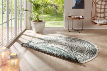 Freundin home collection, freundin Home Collection Teppich »Rosica«, rund, 5 mm Höhe, In-und Outdoor geeignet, Mandala, Wohnzimmer, Balkon, Terrasse, Garten, Pflegeleicht, Flachgewebe, Wendbar, freundin Home Collection Teppich »Rosica«, rund, 5 mm Höhe, In-& Outdoor, Wetterfest, Balkon, Garten, Wohnzimmer, Wasserfest
