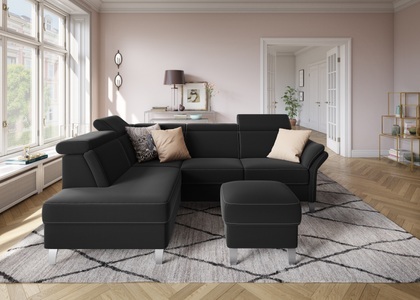 SIT&MORE, sit&more Ecksofa, sit&more Ecksofa »Vincenzo L-Form«, inklusive Kopfteilverstellung, wahlweise mit Bettfunktion, Bettkasten