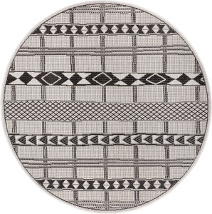 LEONIQUE, Leonique Teppich »Yani«, rund, 3 mm Höhe, In-und Outdoor geeignet, Wohnzimmer, Balkon, Terrasse, Garten, Strapazierfähig und pflegeleicht, Flachgewebe, Leonique Teppich »Yani«, rund, 3 mm Höhe, Teppich im Boho-Look, strapazierfähig & pflegeleicht, Flachgewebe