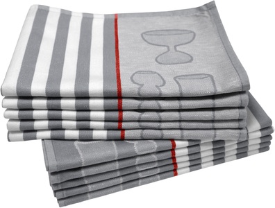 Dyckhoff, Dyckhoff Geschirrtuch »Gläser / Halbleinen«, (Set, 10 tlg.), Dyckhoff Geschirrtuch »Gläser / Halbleinen«, (Set, 10 tlg.), mit Gläser & Streifen Motiv, Masse je Tuch ca. 50x70 cm