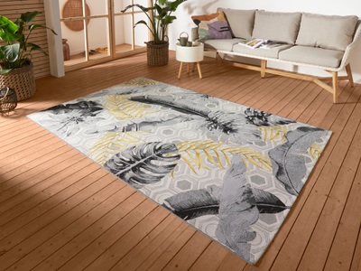 Hanse Home, HANSE Home Outdoorteppich »Gold Leaves«, rechteckig, 3 mm Höhe, strapazierfähig, robust, pflegeleicht, fussbodenheizungsgeeignet, HANSE Home Outdoorteppich »Gold Leaves«, rechteckig, 3 mm Höhe, In-& Outdoor, Teppich, Wetterfest, Balkon, Garten, Wohnzimmer, Floral