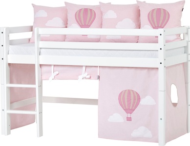 Hoppekids, Hoppekids Hochbett »Ballon«, inkl. Vorhang-Set, Matratze und Rollrost, Hoppekids Hochbett »«Ballon»«, mit Matratze & Vorhang, umbaubar, 4Stile