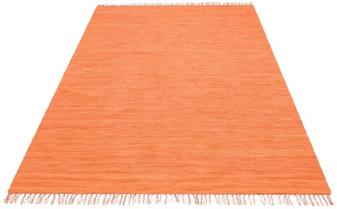 LÜTTENHÜTT, Teppich, »Paul«, Lüttenhütt, rechteckig, Höhe 5 mm, handgewebt, my home Teppich »Paul«, rechteckig, 5 mm Höhe, Wendeteppich, Uni, handgewebt, mit Fransen, reine Baumwolle, Läufer