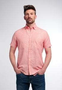 Eterna, ETERNA KURZARM HEMD REGULAR FIT UPCYCLING SHIRT LEINEN PFIRSICH, Eterna Kurzarmhemd »REGULAR FIT«