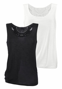 BEACHTIME, Beachtime Tanktop, Beachtime Strandtop, (2er-Pack), mit Spitzendetail am Rücken, Strandtop