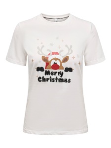 ONLY Rundhalsshirt »ONLXMAS YRSA CHRISTMAS REG S/S TOP JRS«, für Weihnachten
