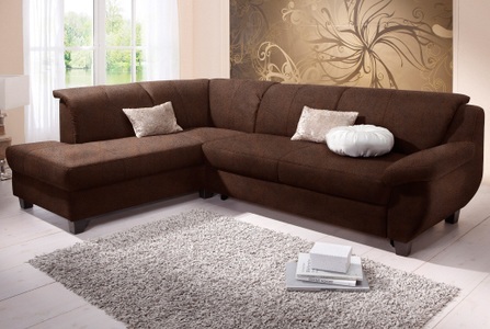 HOME AFFAIRE, Home affaire Ecksofa »Yesterday«, wahlweise mit Bettfunktion, Home affaire Ecksofa »Yesterday zeitlos und elegant, bequeme Armlehnen, L-Form« Microfaser MELROSE®, mocca