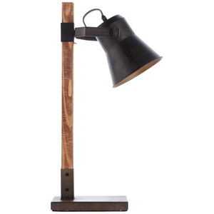 Brilliant, Tischleuchte Plow, schwarz/holz dunkel, Brilliant Tischleuchte »Plow«, 1 flammig, Leuchtmittel E27 ohne Leuchtmittel, Tischlampe schwarz stahl/holz