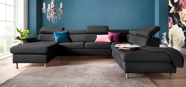 exxpo - sofa fashion, exxpo - sofa fashion Wohnlandschaft, inkl. Kopf- bzw. Rückenverstellungwahlweise mit Bettfunktion und Bettkasten, exxpo - sofa fashion Wohnlandschaft »Maretto, bequem und komfortabel, viel Platz, Breite 330cm, U-Form« inkl. Kopfteilverstellung für mehr Sitzkomfort, wahlweise Bettfunktion