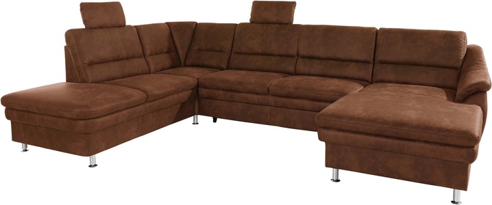 SIT&MORE, sit&more Wohnlandschaft, sit&more Wohnlandschaft »Cardoso U-Form« mit Federkern und Kopfstützen, mit Bettfunktion und Relaxfunktion