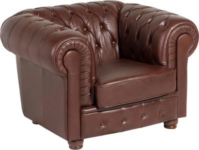 MAX WINZER, Max Winzer® Chesterfield Ledersessel »Bristol« mit edler Knopfheftung, Breite 110 cm, Max Winzer® Sessel »Bristol, Loungesessel, Chesterfield, aufwendige Verarbeitungsdetails«, mit edler Knopfheftung, bequem, kompakte Stellmasse Breite 110 cm