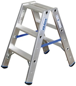 KRAUSE, KRAUSE Doppelleiter »STABILO«, Krause 124715 Aluminium Stufen-Doppelleiter Arbeitshöhe (max.): 2.25 m Silber DIN EN 131 4.2 kg