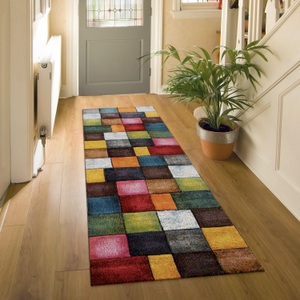 Paco Home Läufer »Smaragd 753«, rechteckig, 18 mm Höhe, Teppich-Läufer, Kurzflor, gewebt, 3D-Design, mit Karo Muster, ideal in Diele & Flur