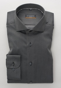 Eterna, ETERNA LANGARM HEMD SLIM FIT KETTLANCÉ SCHWARZ/ANTHRAZIT STRUKTURIERT, 