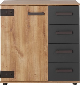 INOSIGN, INOSIGN Kommode »Malmoe«, Wimex Kombikommode »Malmoe, Schrank mit 1 Tür und 4 Schubladen, Made in Germany«, im rusikalen look, Industrial Design, 81x41x83cm