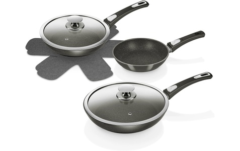 Genius, Genius 24563 Bonafit 7-tlg. - Pfannen-Set (Grau/Metallic), Genius - Bonafit-Pfannen, Set 7-tlg.,-metallic, 2.7L, Titangrau